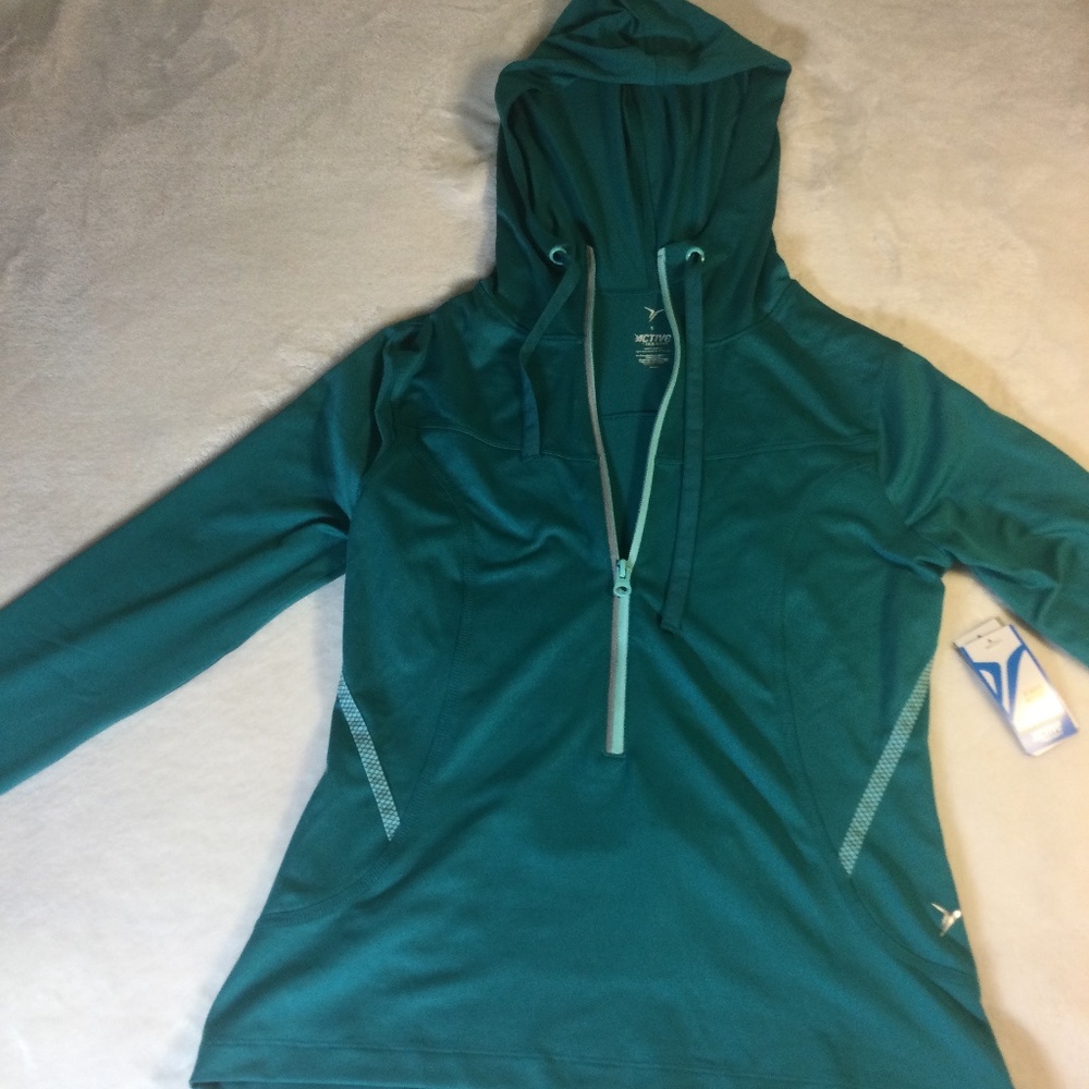⭐️ Old Navy Teal Active Wear 3/4 Zip Hoodie with Pockets - Picture 2 of 13